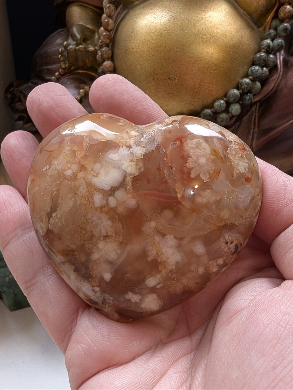 Rare Polished Carnelian And Sakura Agate Heart Shaped Crystal 🔮